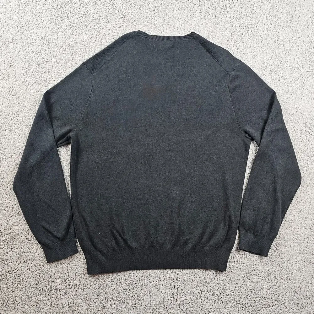 Polo Ralph Lauren Sweater Mens Large Black V Neck Pima Pullover Preppy Casual